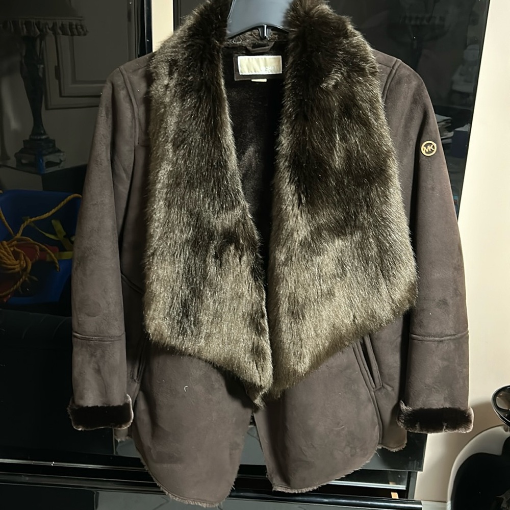 NWOT Michael Kors brown faux suede jacket